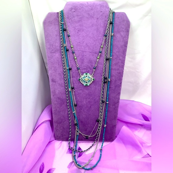 - Lia Sophia Teals and Blues Pendant and Convertible Necklaces - Picture 2 of 5